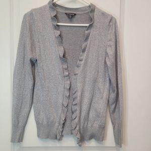 GIRL XL ruffled cardigan gray silver sweater GEORGE